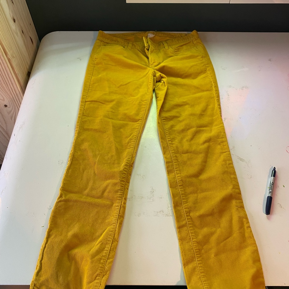 J. Crew Matchstick Corduroy Pants in Mustard Yellow